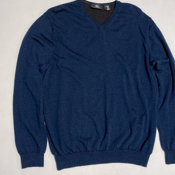 Calvin Klein 100% Merino Wool Men V Neck Sweater Size XL - Picture 3 of 10